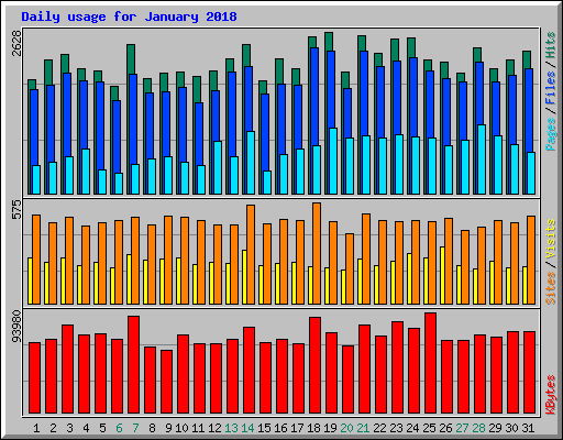 Daily usage for January 2018